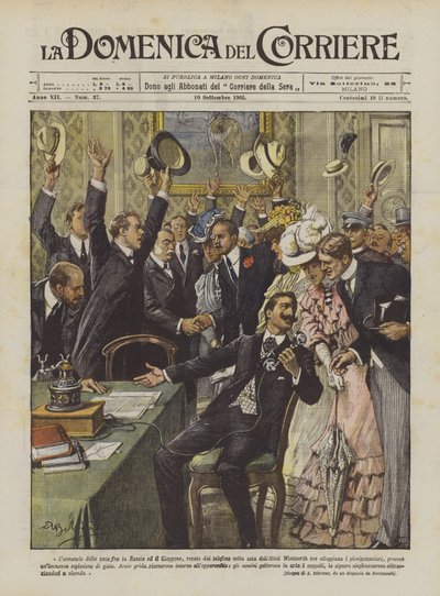 The Announcement of Peace Between Russia and Japan by Achille Beltrame