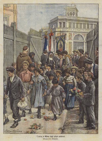 The Arrival in Milan of Calabrian Orphans by Achille Beltrame