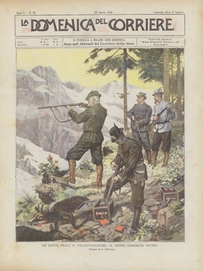 The Royal Hunts in Valsavaranche, The First Chamois Killed by Achille Beltrame