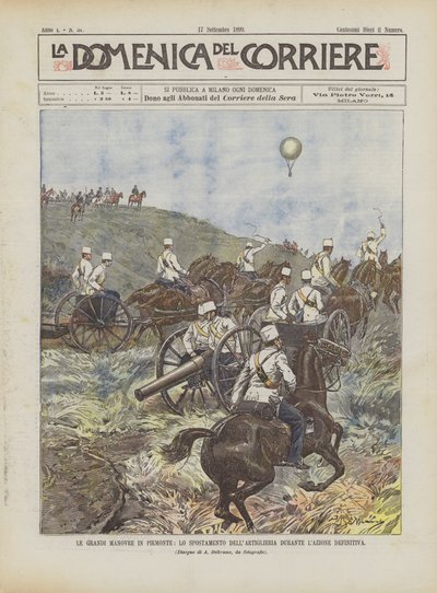 The Great Maneuvers in Piedmont, The Movement of Artillery During the Final Action by Achille Beltrame