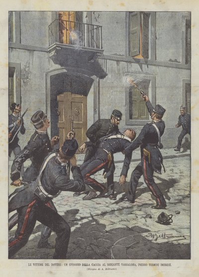 The Victims of Duty, An Episode of the Hunt for the Brigand Varsalona Near Termini Imerese by Achille Beltrame