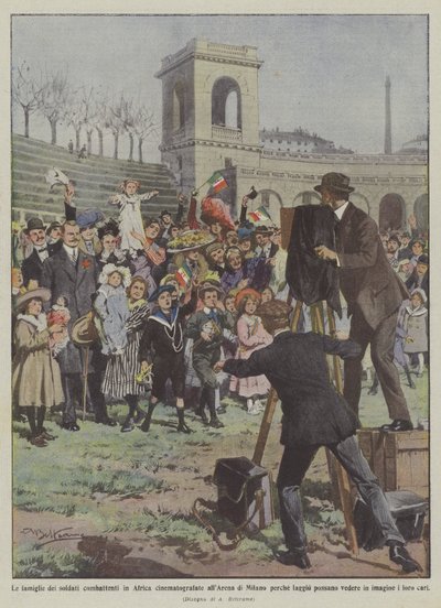 Families of Soldiers Fighting in Africa Filmed at the Arena of Milan for Those Over There by Achille Beltrame