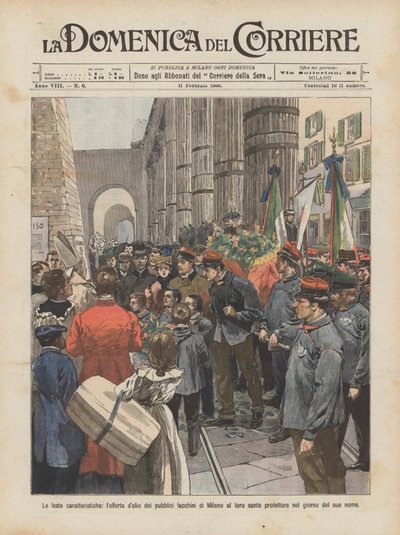 Characteristic Festivals, the Offering of Oil by the Public Porters of Milan to Their Saint by Achille Beltrame