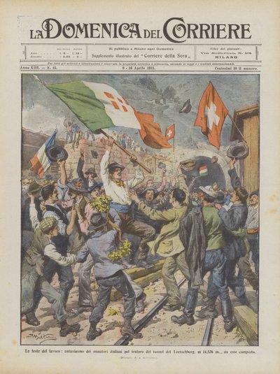 Labor Celebrations: Enthusiasm of Italian Miners for the Loetschberg Tunnel Drilling by Achille Beltrame
