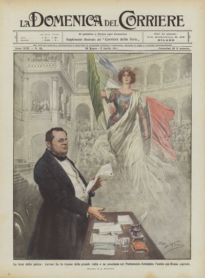 National Celebrations: Cavour Has the Vision of Great Italy and Proclaims It in Parliament by Achille Beltrame