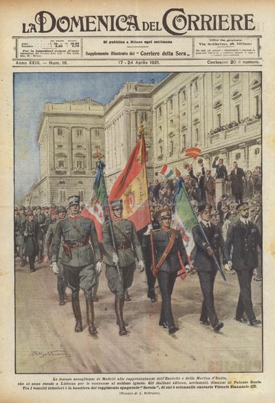 The festive welcome of Madrid to the representatives of the Italian Army and Navy by Achille Beltrame