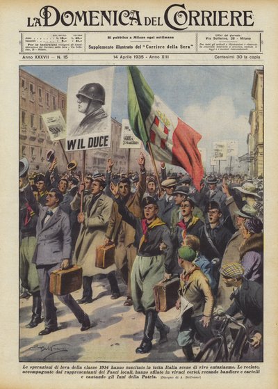 The Draft Operations of the 1914 Class Have Aroused Scenes of Enthusiasm Throughout Italy by Achille Beltrame