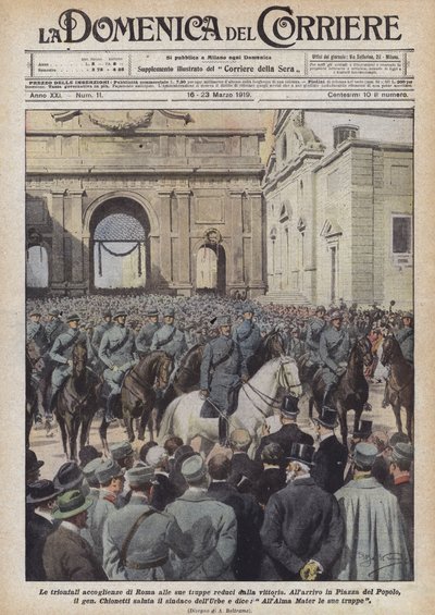 The Triumphal Welcome of Rome to Its Troops Returning from Victory by Achille Beltrame