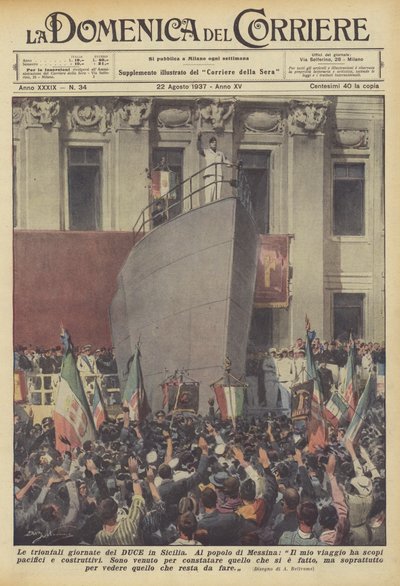 The triumphant days of the Duce in Sicily by Achille Beltrame