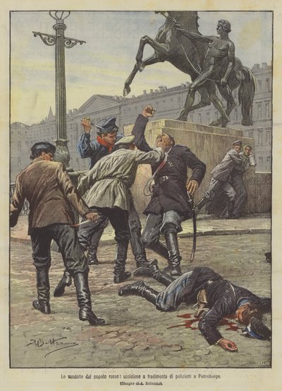 The Vengeance of the Russian People, Treacherous Killing of Policemen in St. Petersburg by Achille Beltrame