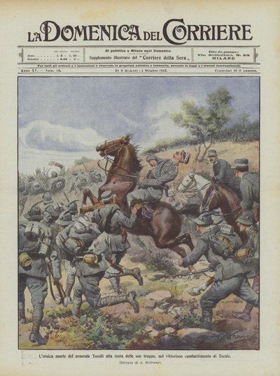 The Heroic Death of General Torelli Leading His Troops in the Victorious Battle of Tecniz by Achille Beltrame
