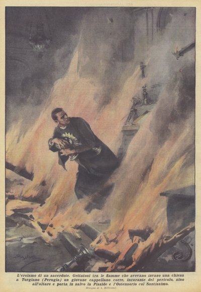 The Heroism of a Priest by Achille Beltrame