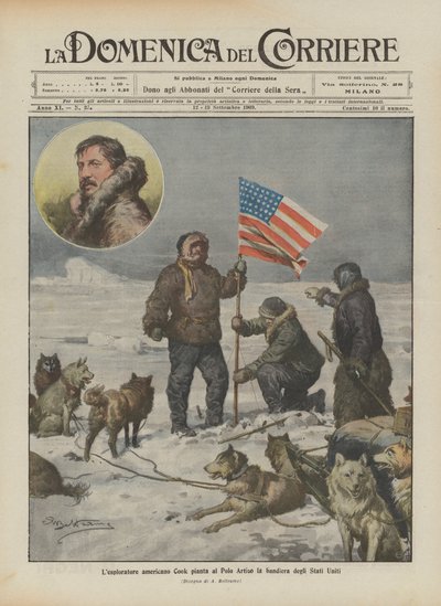 American Explorer Cook Plants the United States Flag at the North Pole by Achille Beltrame