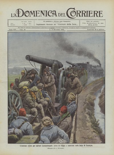 The last effort to save Constantinople, sending troops and material to the Ciatalgia line by Achille Beltrame
