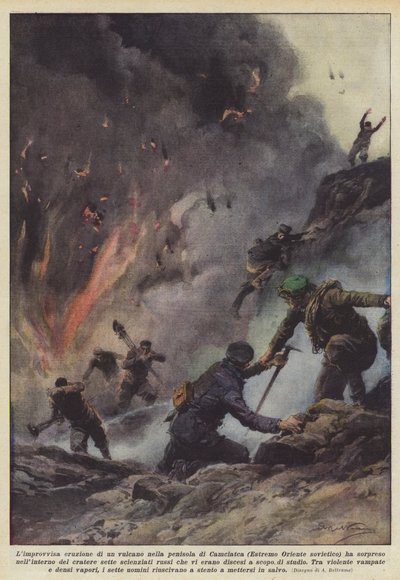 The Sudden Eruption of a Volcano in the Kamchatka Peninsula (Far Eastern Soviet Union) by Achille Beltrame