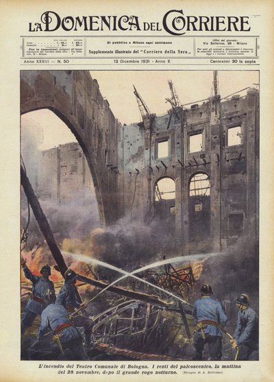 The Fire at the Municipal Theater of Bologna by Achille Beltrame