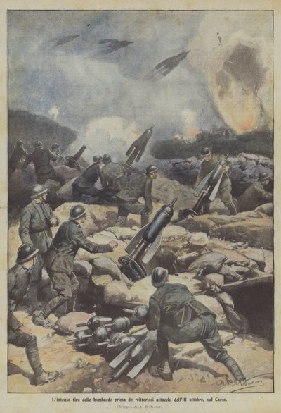 The Intense Bombardment Before the Victorious Attacks of October 11 on the Carso by Achille Beltrame
