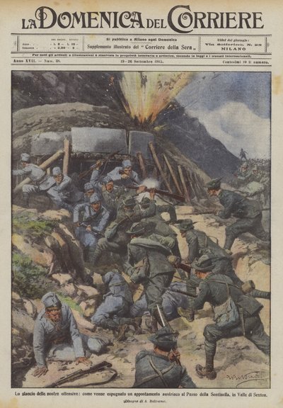 The Momentum of Our Offensives, How an Austrian Outpost Was Captured at the Pass by Achille Beltrame