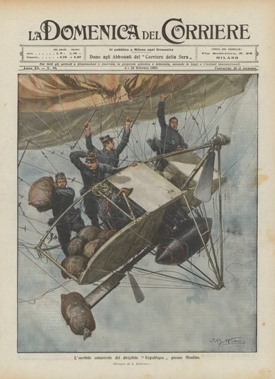 The Horrible Catastrophe of the Airship Republique Near Moulins by Achille Beltrame
