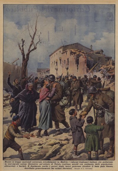 While National Troops Triumphantly Entered Madrid, the Brave Italian Legionnaires by Achille Beltrame