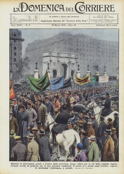 Thousands of Unemployed, Arriving in London from the Provinces, Marched Through the Streets of the Capital by Achille Beltrame