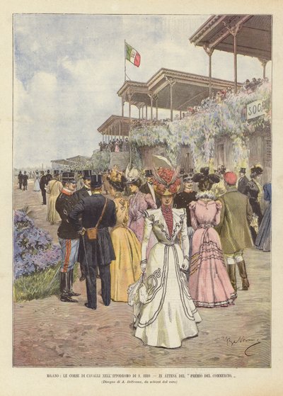 Milan, The Horse Races at the S Siro Racetrack, Awaiting the Commerce Prize by Achille Beltrame