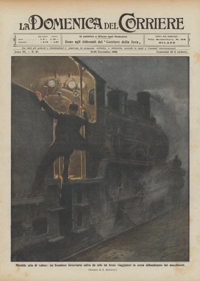 Remarkable Act of Valor, a Railway Brakeman Saves a Running Passenger Train Alone by Achille Beltrame