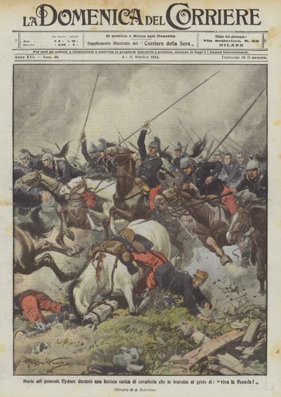 Death of General Eydoux During a Furious Cavalry Charge Overwhelming Him with the Cry, Long Live France! by Achille Beltrame