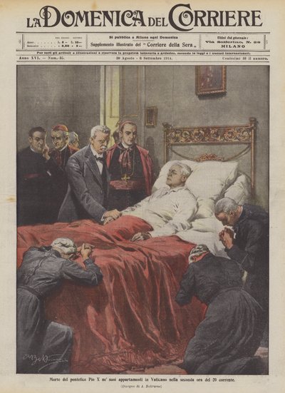 Death of Pope Pius X in His Apartments in the Vatican in the Second Hour of the 20th by Achille Beltrame