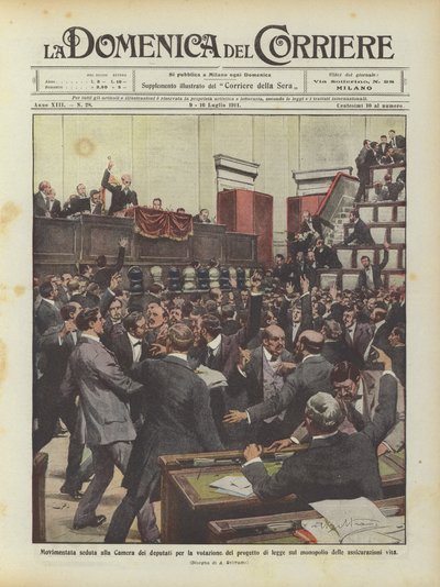Eventful Session at the Chamber of Deputies for the Vote on the Monopoly Bill by Achille Beltrame