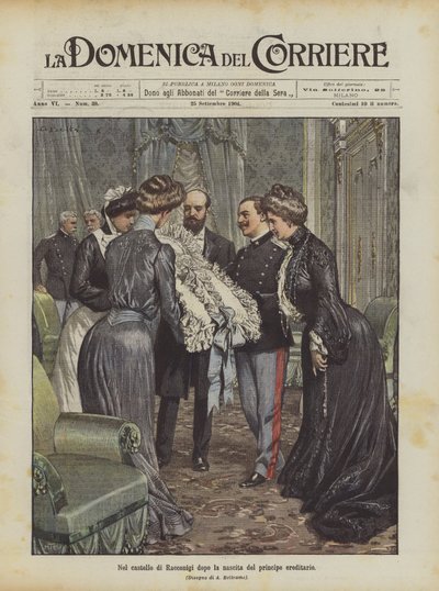 In the Castle of Racconigi After the Birth of the Crown Prince by Achille Beltrame