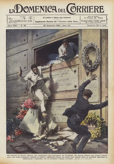 In the cemetery of Portici (Naples), two carabinieri to catch a blackmailer by Achille Beltrame