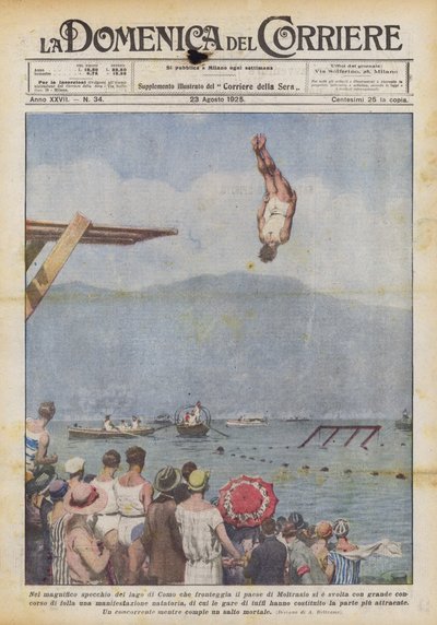 In the Magnificent Mirror of Lake Como Facing the Town of Moltrasio by Achille Beltrame