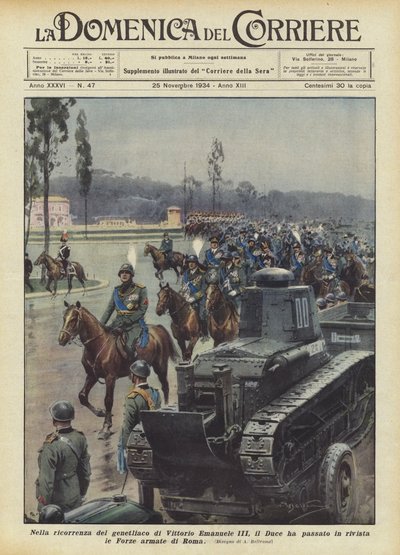 On the Occasion of the Birthday of Vittorio Emanuele III, the Duce Reviewed the Armed Forces of Rome by Achille Beltrame