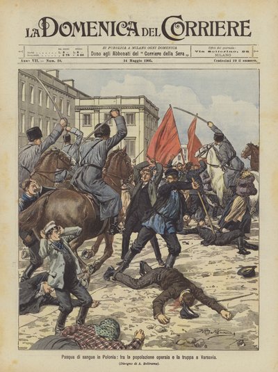 Bloody Easter in Poland, between the working population and the troops in Warsaw by Achille Beltrame