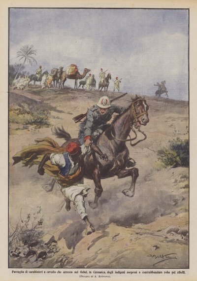 Patrol of Mounted Carabinieri Arrests Natives Surprised in the Gebel, Cyrenaica by Achille Beltrame