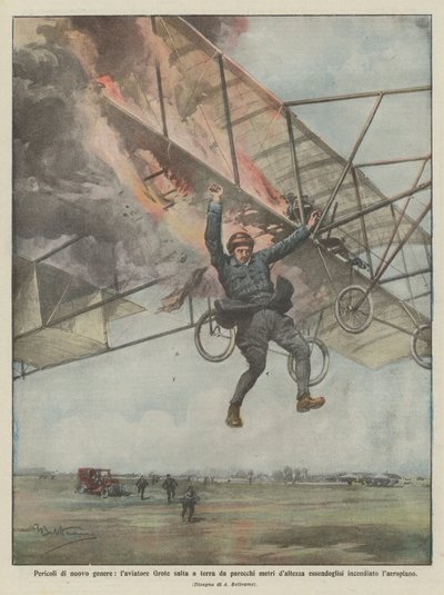 New Kind of Danger, Aviator Grote Jumps to the Ground from Several Meters Height Due to... by Achille Beltrame