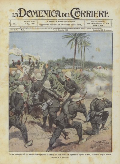 Small Patrol of the 20th Infantry on Reconnaissance in Tobruk Deceived by Signals by Achille Beltrame