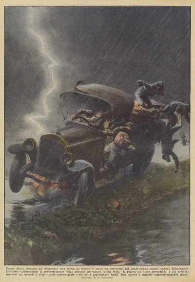 Near Siena, During a Storm, a Lightning Bolt Struck a Truck Full of People by Achille Beltrame