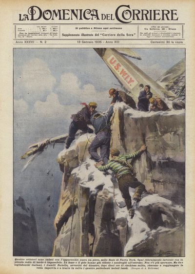 Four Aviators Fell with the Aircraft on a Peak in the State of New York by Achille Beltrame