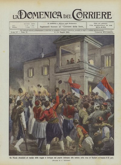King Nicholas called to the balcony of the palace in Cetinje by the delirious crowd upon news of the surrender by Achille Beltrame