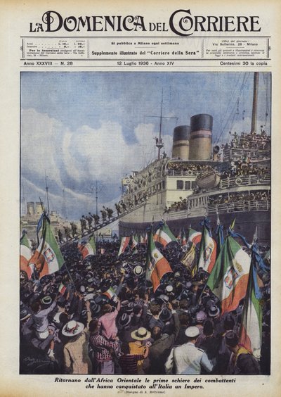 The first ranks of fighters who conquered an Empire for Italy return from East Africa by Achille Beltrame