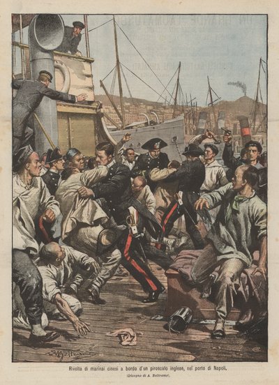 Revolt of Chinese Sailors on Board an English Steamer in the Port of Naples by Achille Beltrame