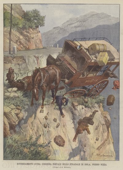 Overturning of a Postal Coach on the Road to Isola, Near Nice by Achille Beltrame