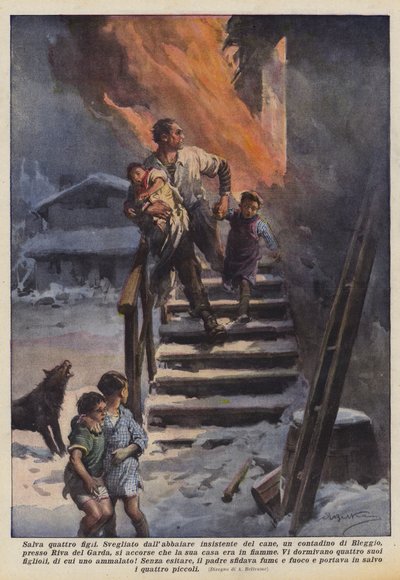 Saves Four Children by Achille Beltrame