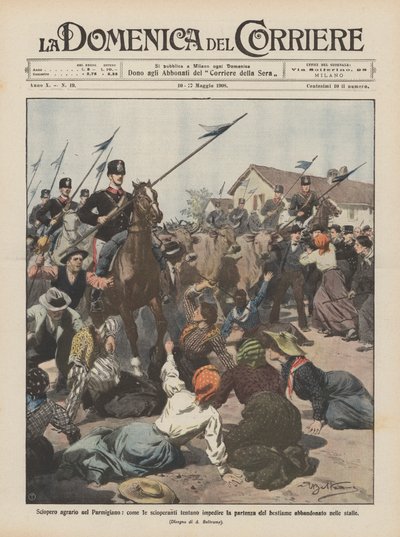 Agrarian strike in the Parmesan region, how the strikers try to prevent the departure of the livestock by Achille Beltrame
