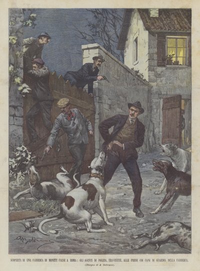 Discovery of a Counterfeit Coin Factory in Rome, Police Officers in Disguise Arrest the ? by Achille Beltrame
