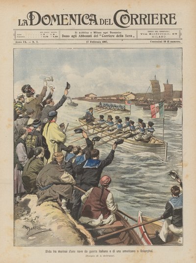 Challenge Between Sailors of an Italian Warship and an American Warship in Shanghai by Achille Beltrame