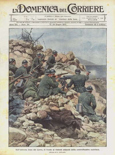 On the Extreme Line of the Karst, Facing the Violent Attacks of the Austrian Counteroffensive by Achille Beltrame