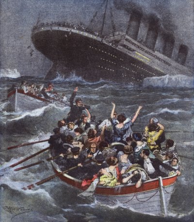 Terrible Maritime Disaster, the Largest Ocean Liner Titanic Sinks with 1600 People by Achille Beltrame
